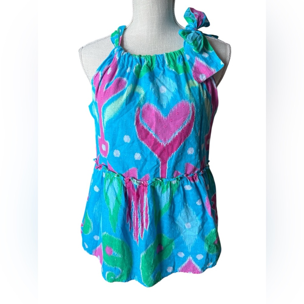 crown & ivy Turquoise Top with Green Tie-Dye Accents Sz/M